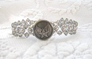 USAF Woven Bracelet in Grey Crystal & Pearl