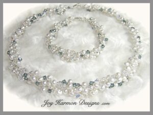 Pearl & Crystal on Fine Silver Necklace & Bracelet Set